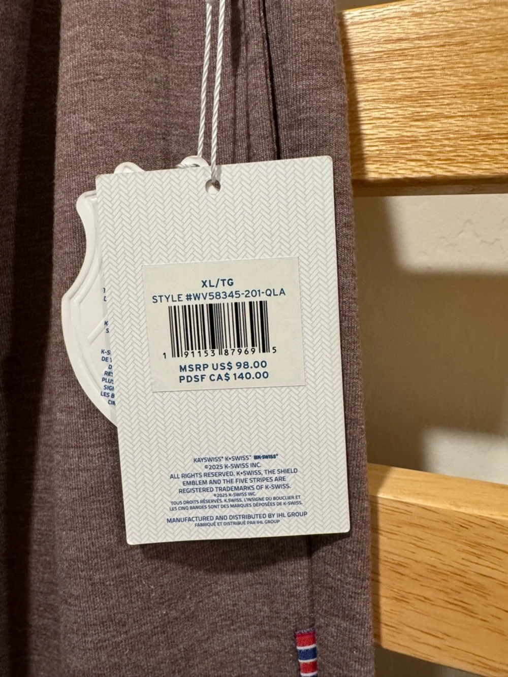 K-Swiss Heathered Brown Pullover wide leg Sweatpants with zipper ankles. Soft - Picture 4 of 9